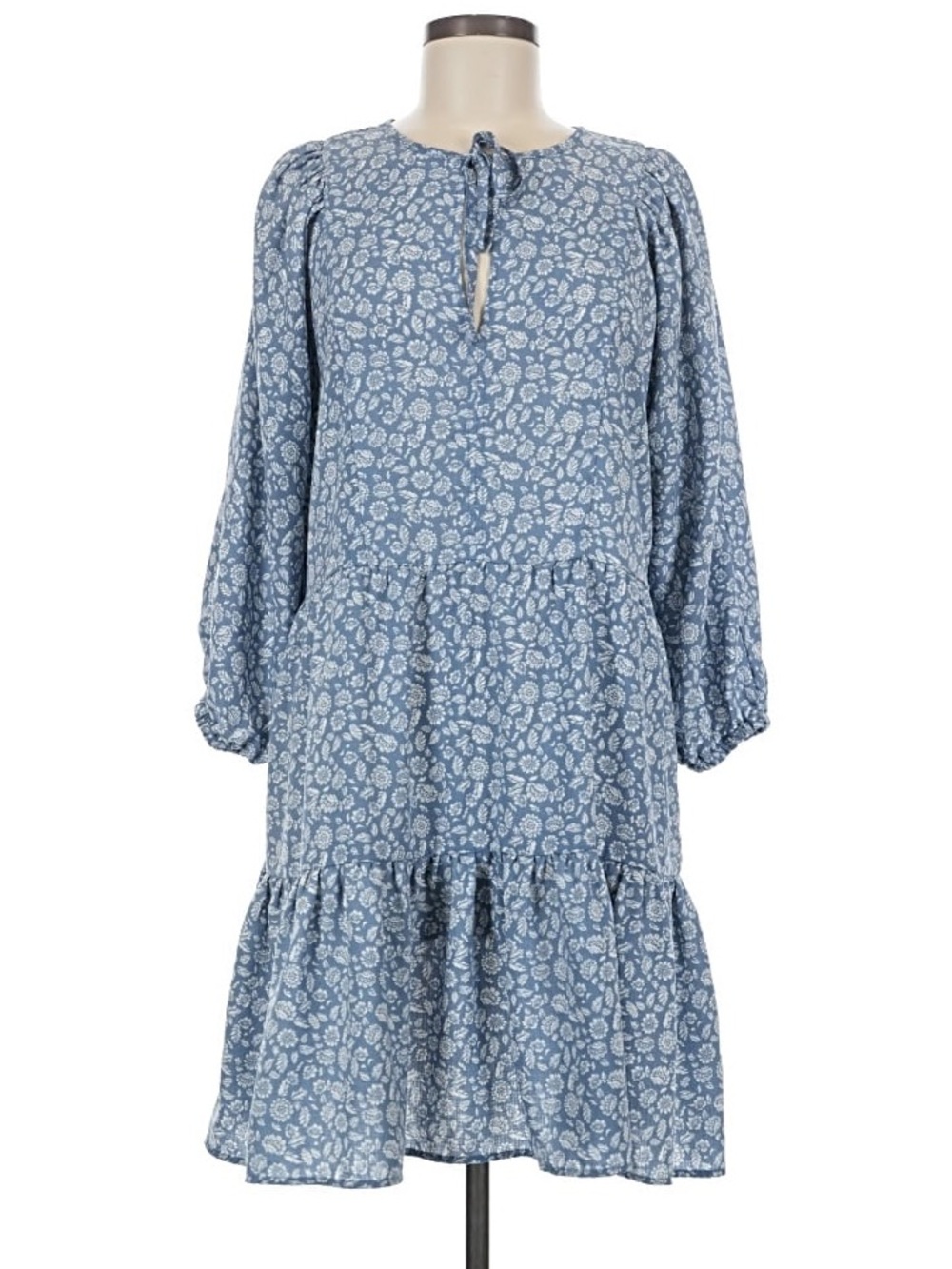 Wallpapher Sweet Blue & White Floral Country Style Midi Dress Women’s L